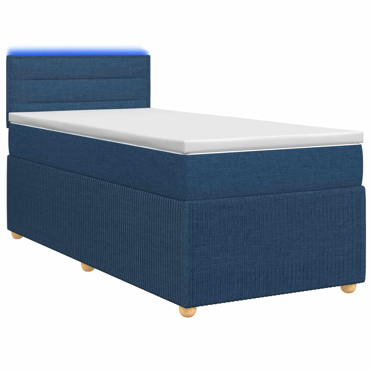 Boxspringbett mit Matratze mit Kopfteil Blau 90 x 200 cm Stoff