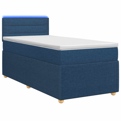 Boxspringbett mit Matratze mit Kopfteil Blau 90 x 200 cm Stoff