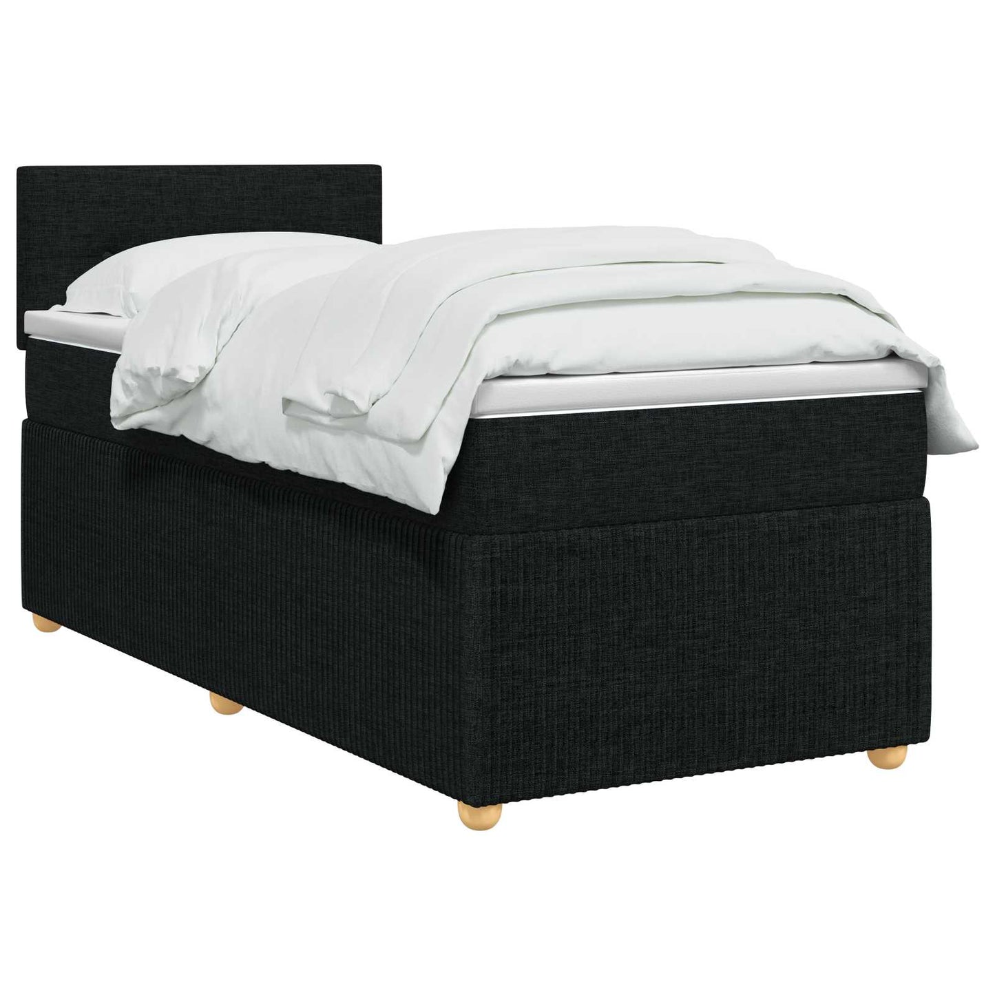 Boxspringbett mit Matratze Schwarz 90 x 200 cm Stoff