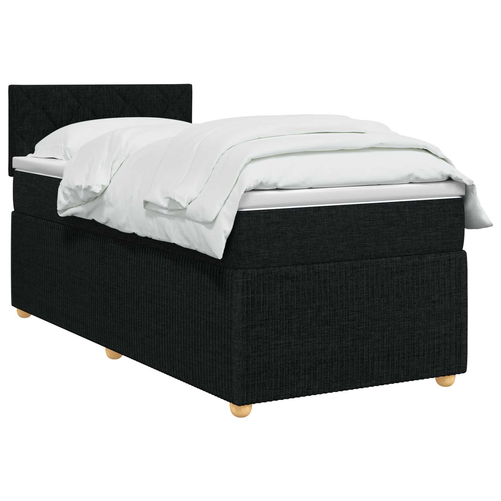Boxspringbett mit Matratze Schwarz 90 x 200 cm Stoff