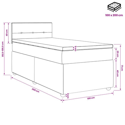 Boxspringbett mit Matratze Hellgrau 100 x 200 cm Stoff