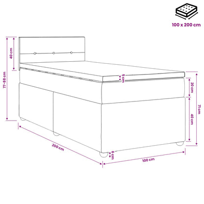 Boxspringbett mit Matratze Dunkelgrau 100 x 200 cm Stoff