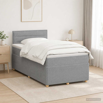 Boxspringbett mit Matratze Hellgrau 120 x 200 cm Stoff