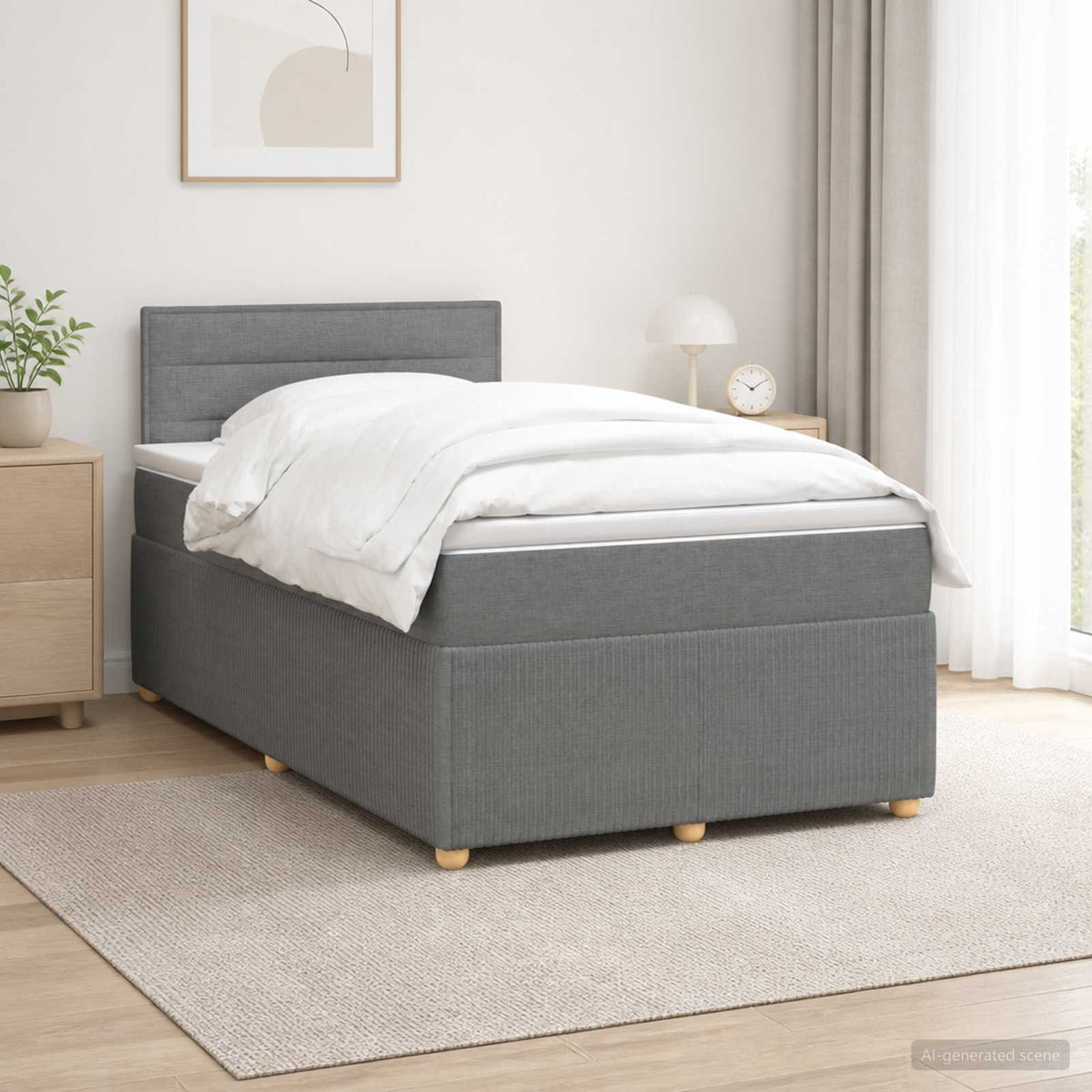 Boxspringbett mit Matratze Dunkelgrau 120 x 190 cm Stoff