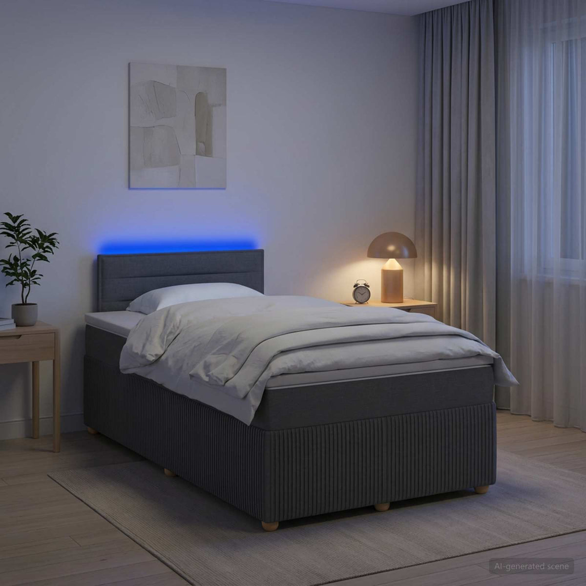 Boxspringbett mit Matratze Dunkelgrau 120 x 190 cm Stoff