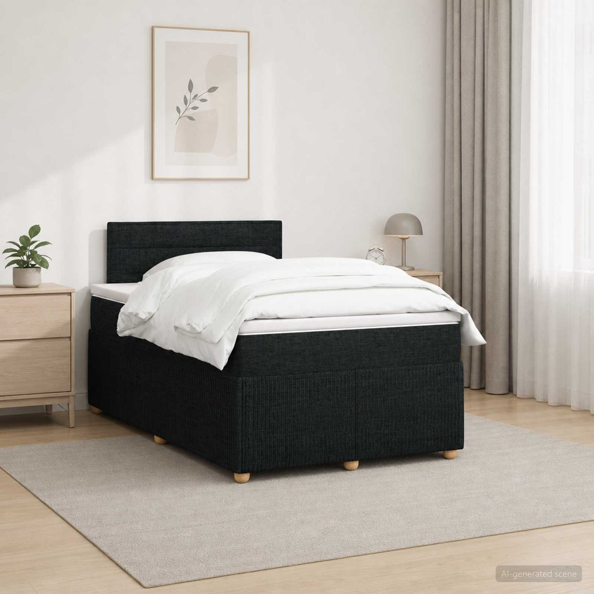 Boxspringbett mit Matratze Schwarz 120 x 190 cm Stoff