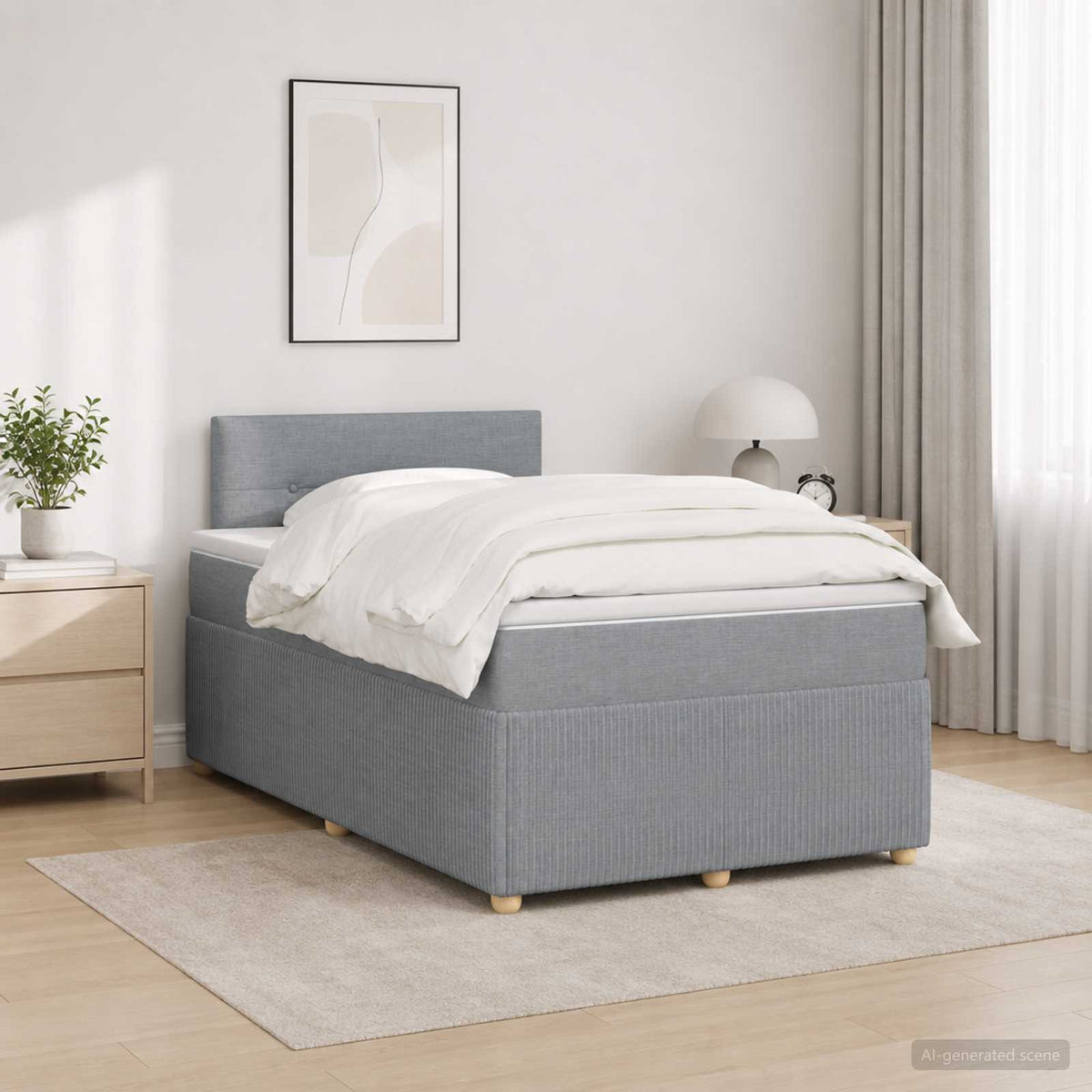 Boxspringbett mit Matratze Hellgrau 120 x 200 cm Stoff