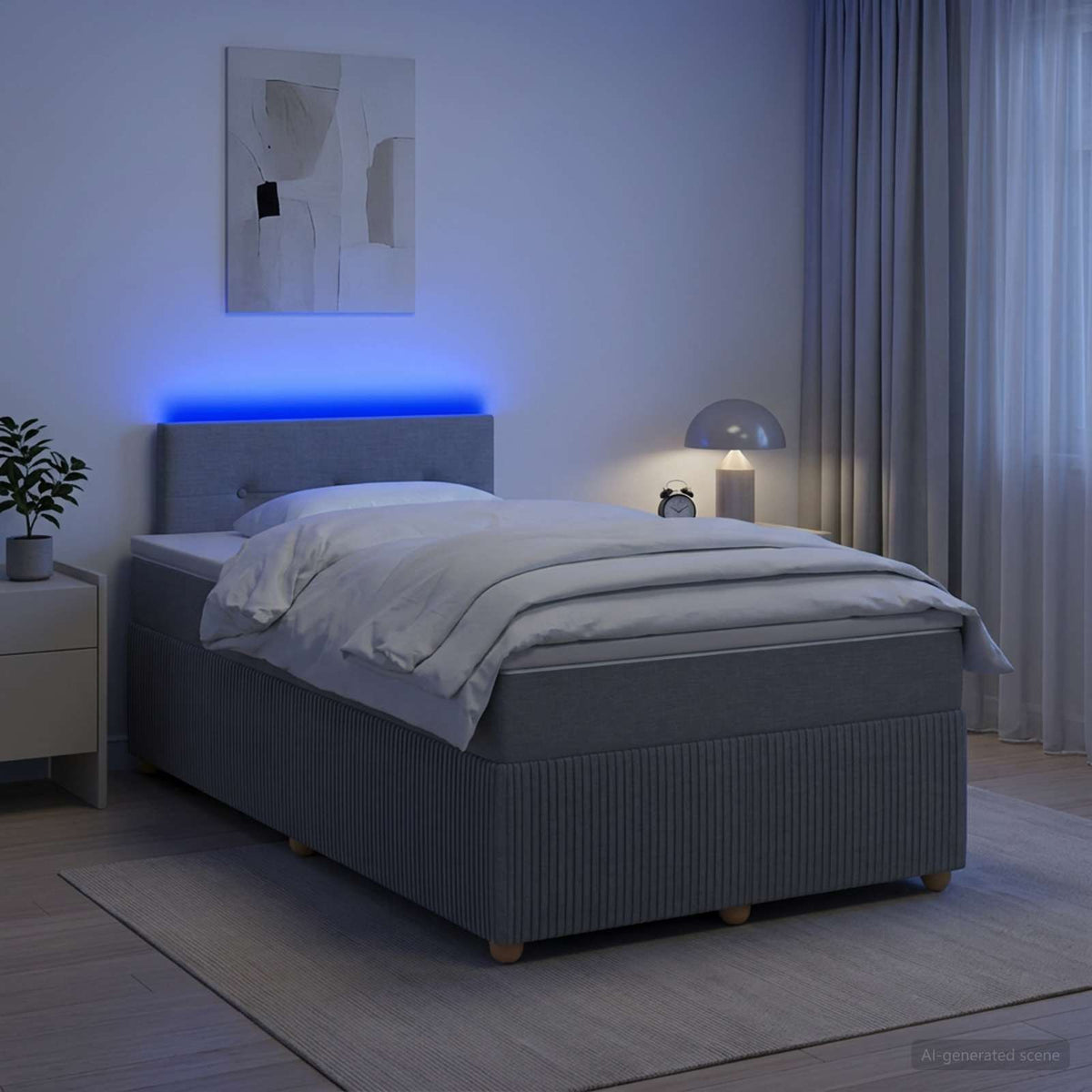 Boxspringbett mit Matratze Hellgrau 120 x 200 cm Stoff