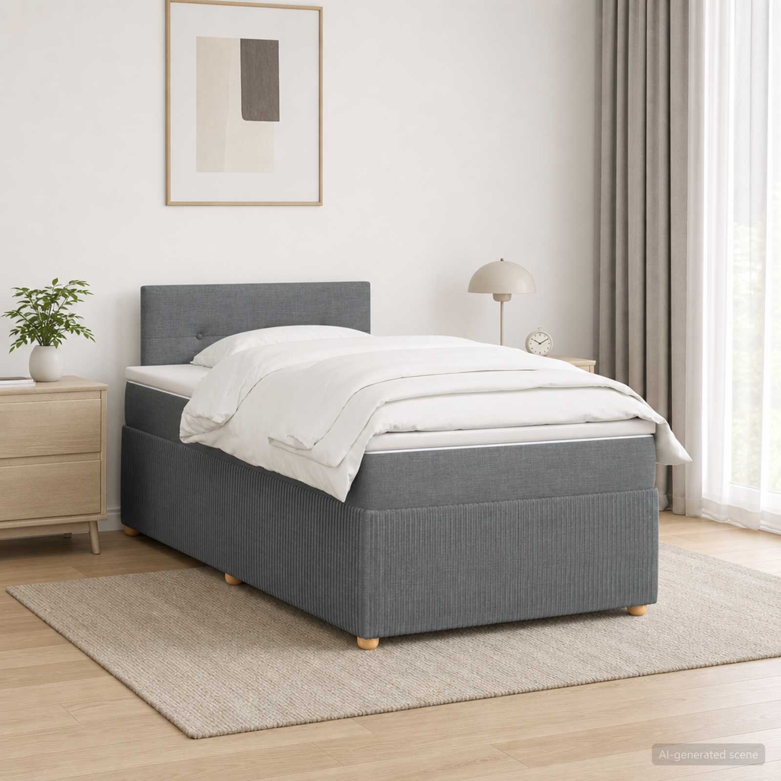 Boxspringbett mit Matratze Dunkelgrau 120 x 200 cm Stoff