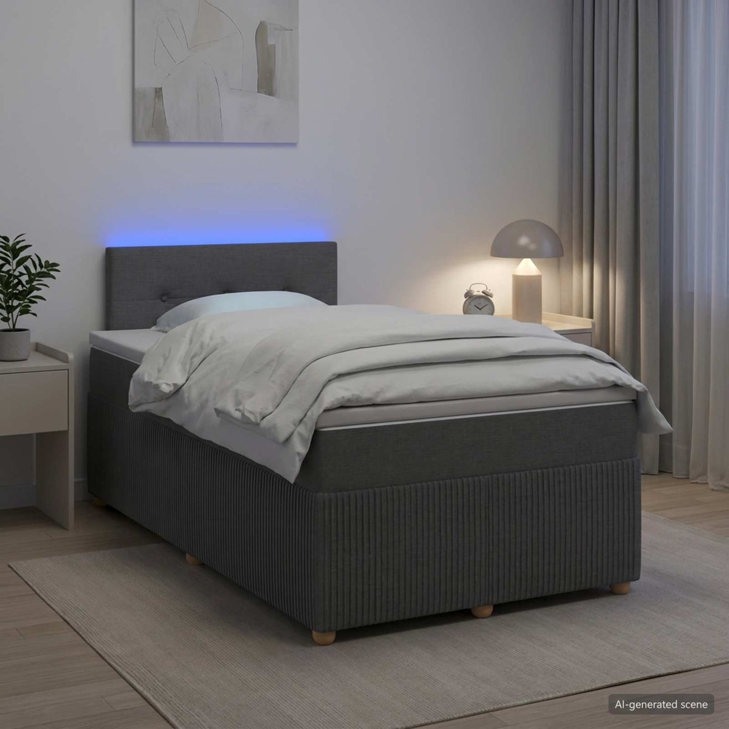 Boxspringbett mit Matratze Dunkelgrau 120 x 190 cm Stoff