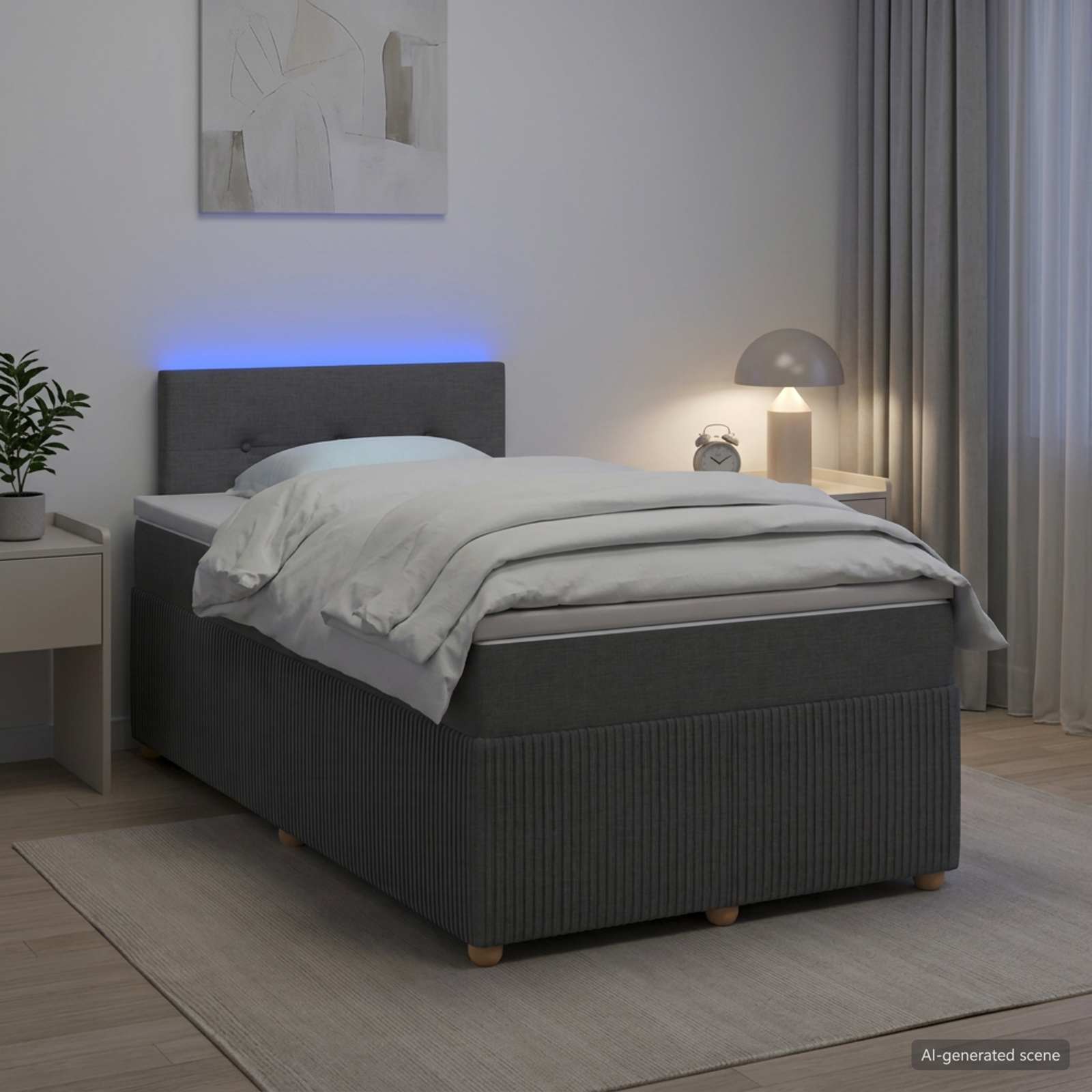 Boxspringbett mit Matratze Dunkelgrau 120 x 200 cm Stoff