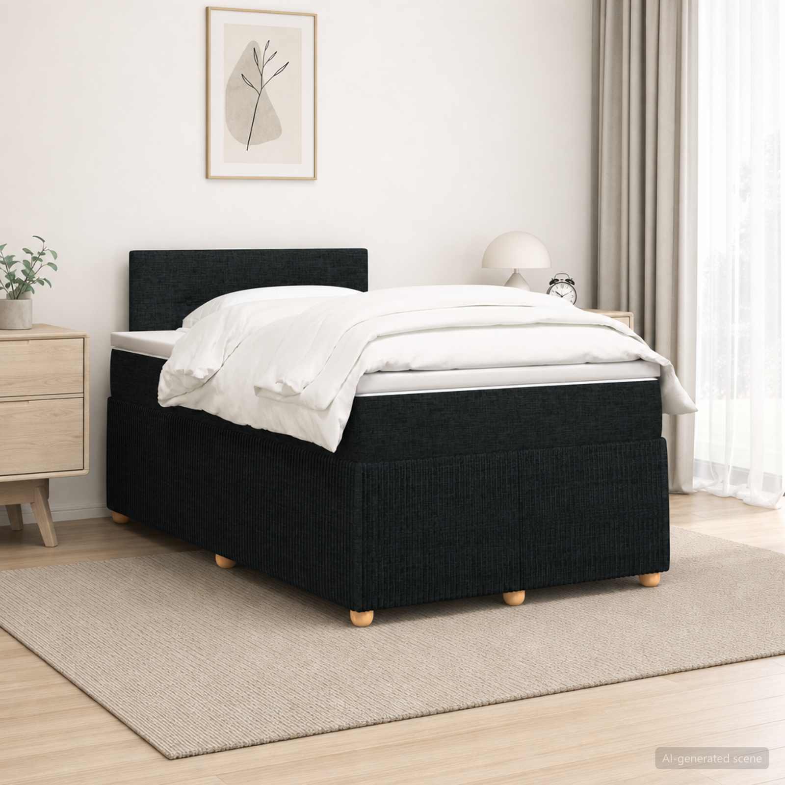 Boxspringbett mit Matratze Schwarz 120 x 190 cm Stoff