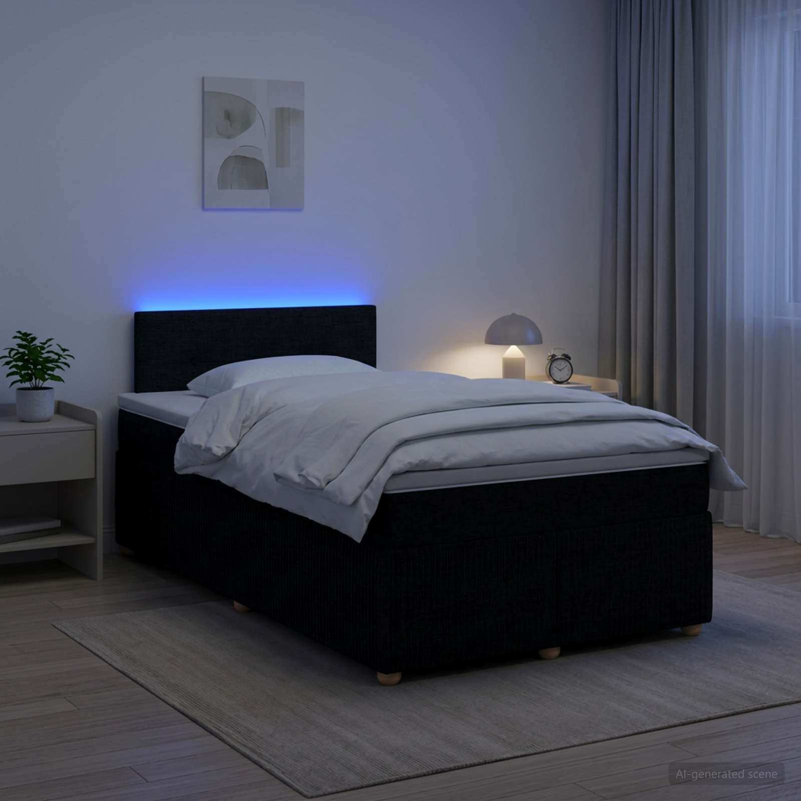 Boxspringbett mit Matratze Schwarz 120 x 190 cm Stoff