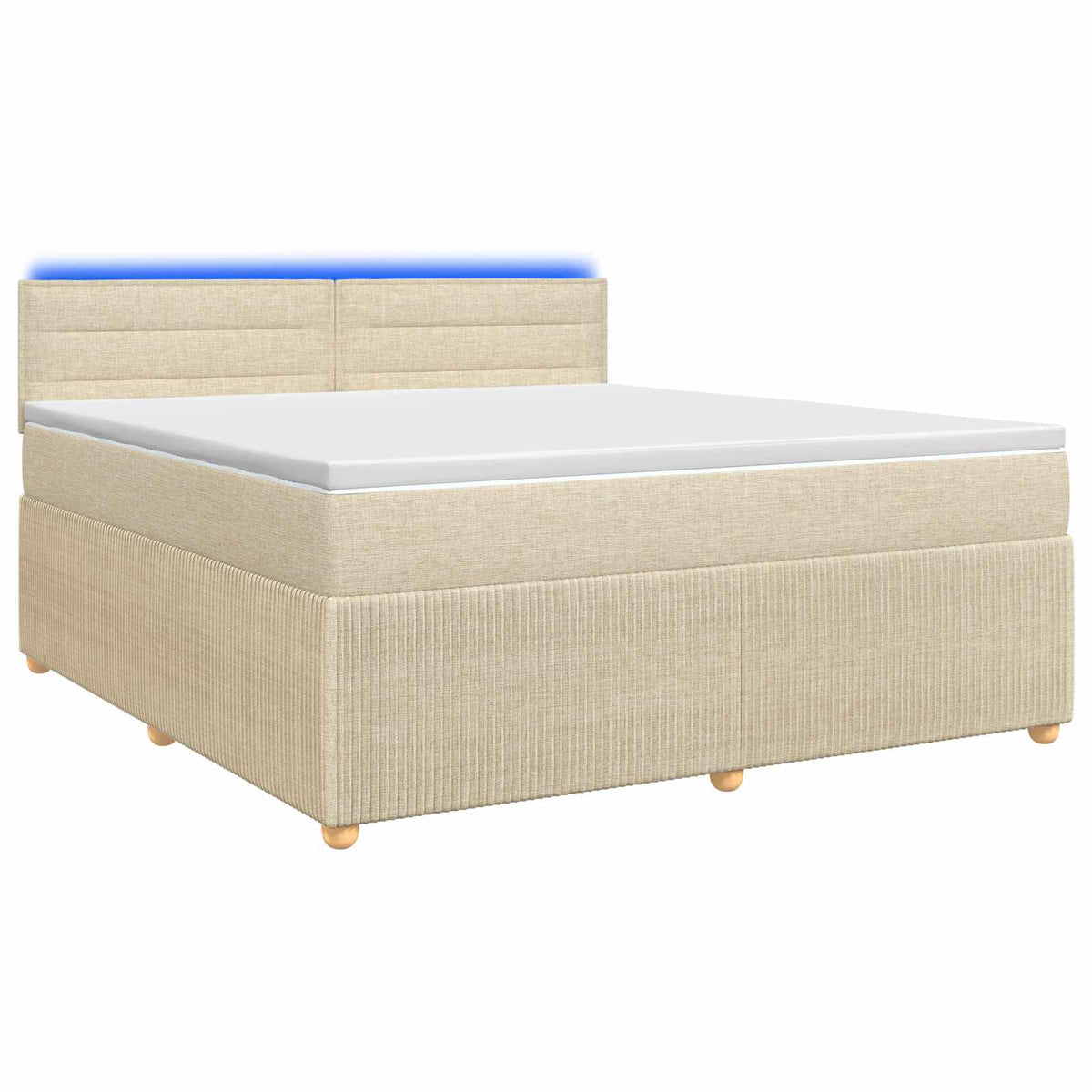 Boxspringbett mit Matratze Creme 140 x 190 cm Stoff