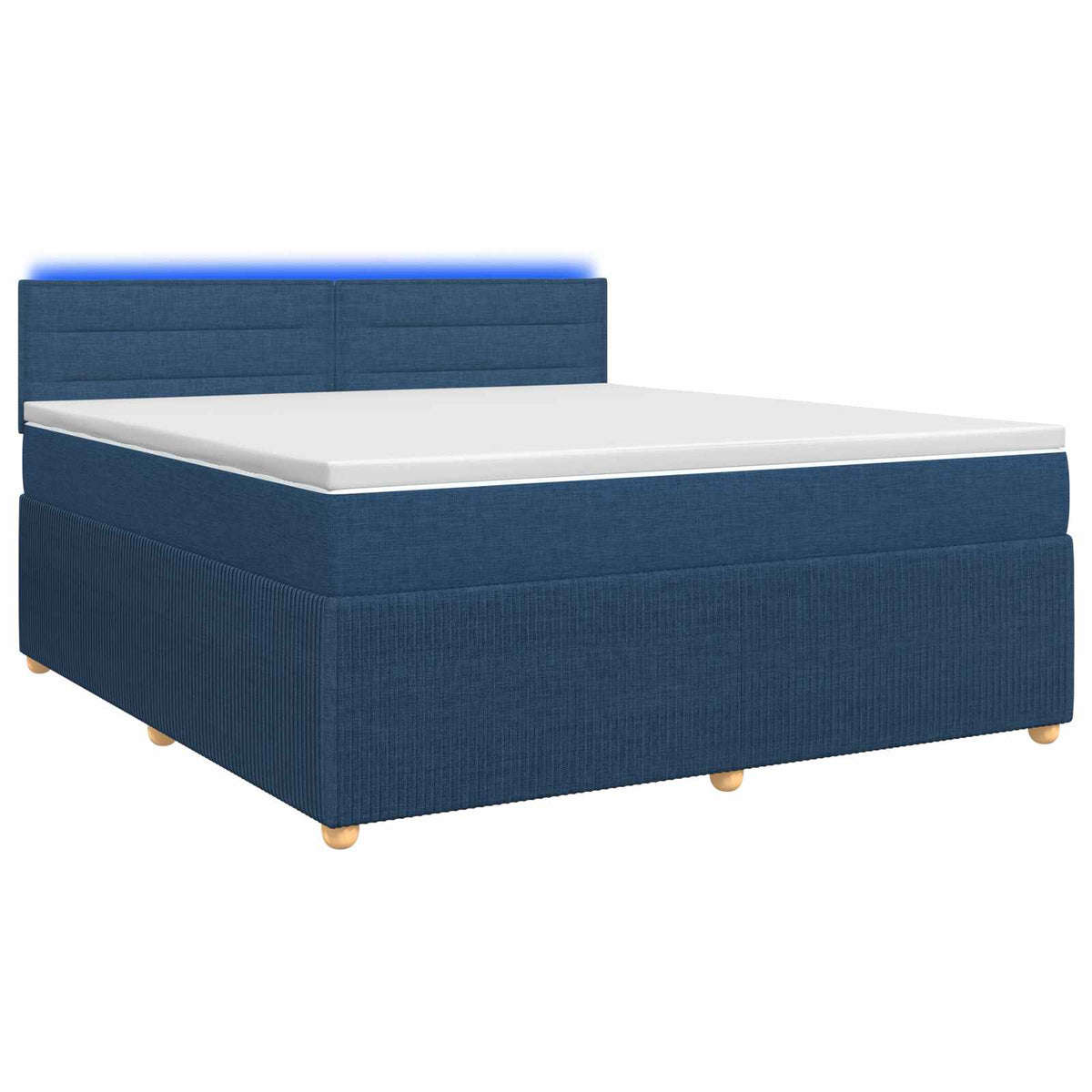 Boxspringbett mit Matratze mit Kopfteil Blau 160 x 200 cm Stoff