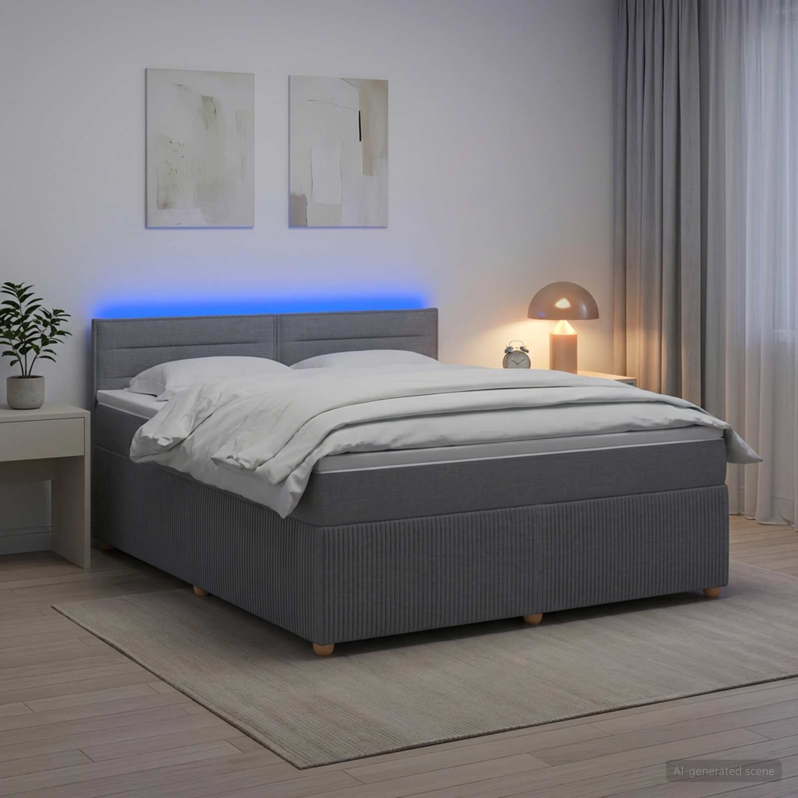 Boxspringbett mit Matratze Hellgrau 140 x 190 cm Stoff