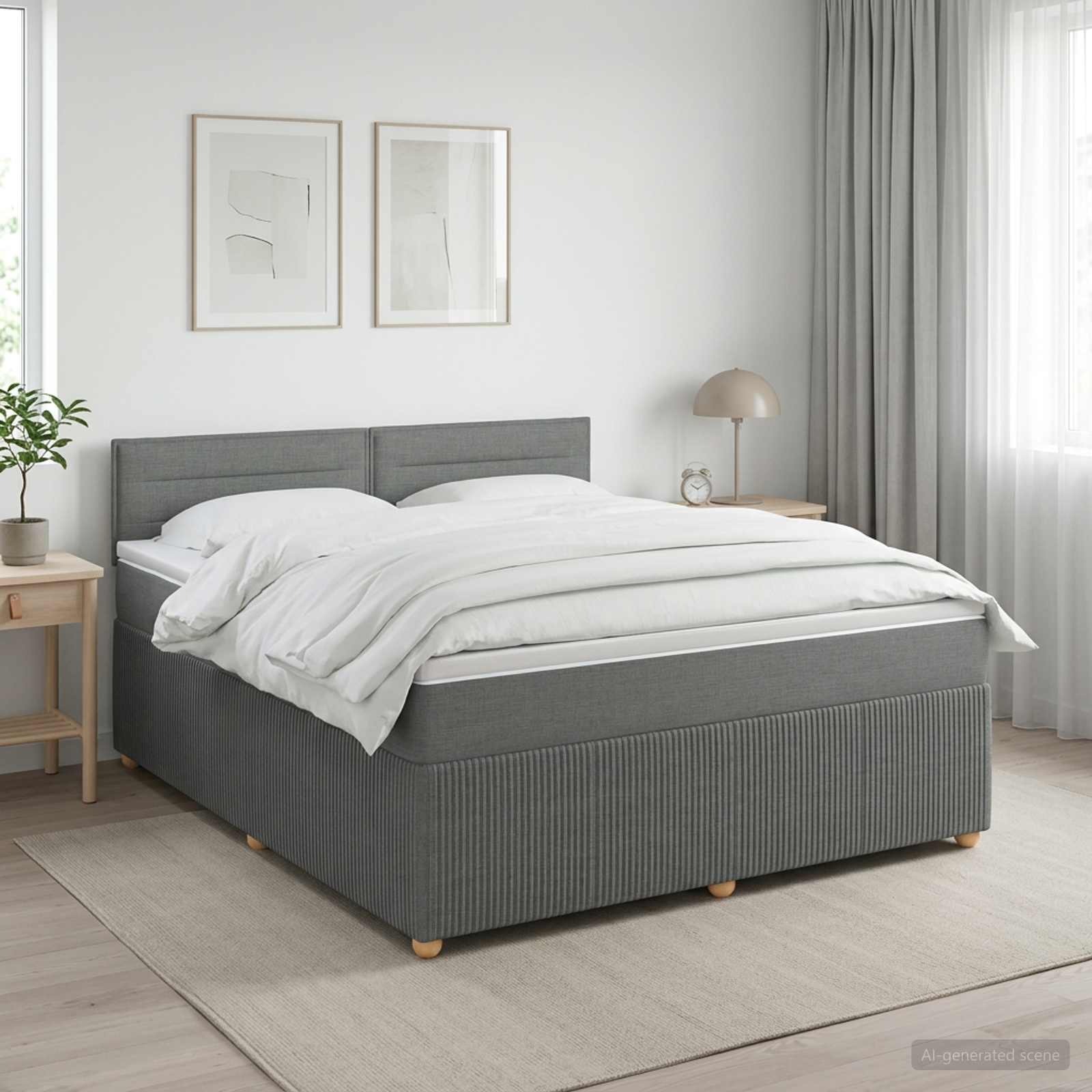 Boxspringbett mit Matratze Dunkelgrau 140 x 190 cm Stoff