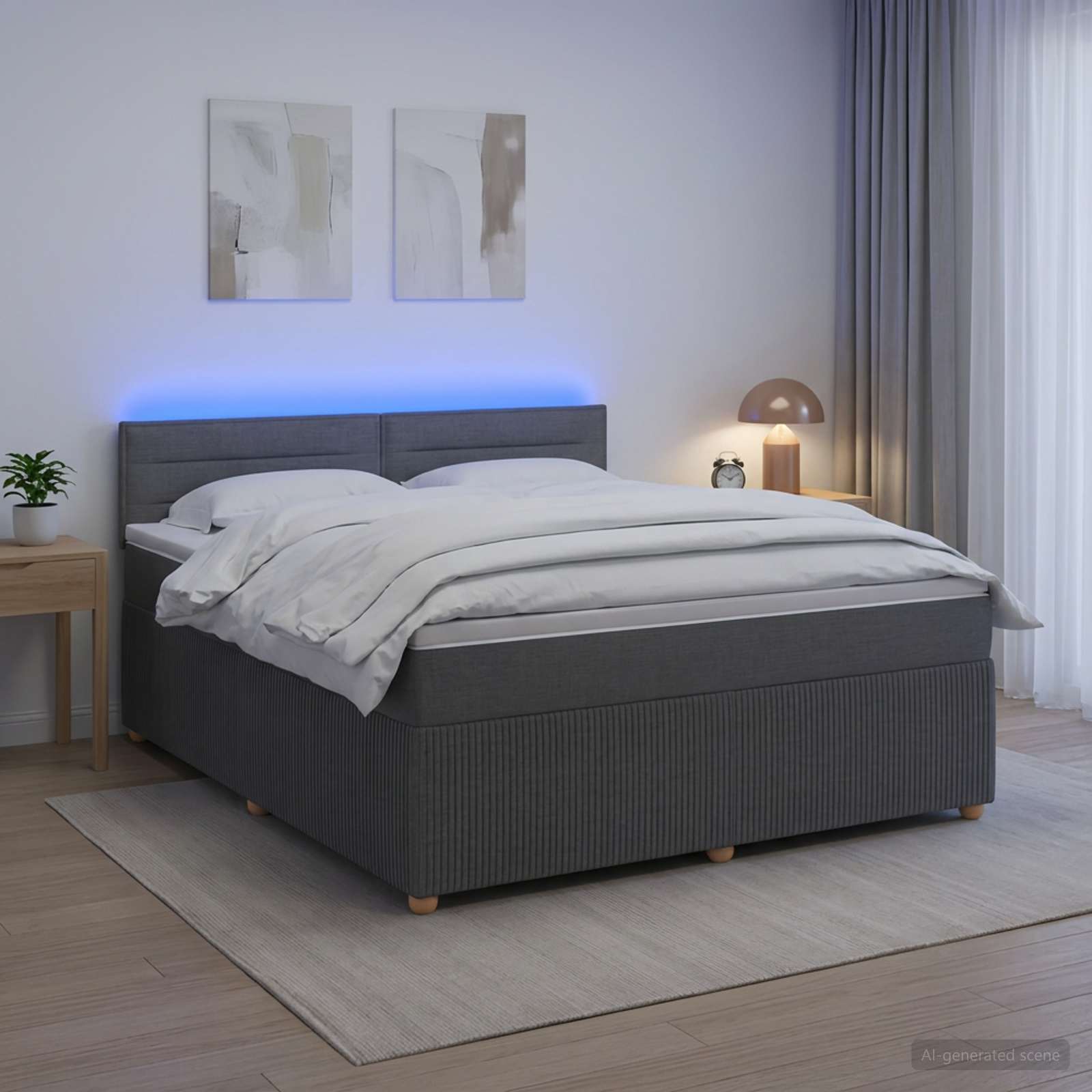 Boxspringbett mit Matratze Dunkelgrau 140 x 200 cm Stoff