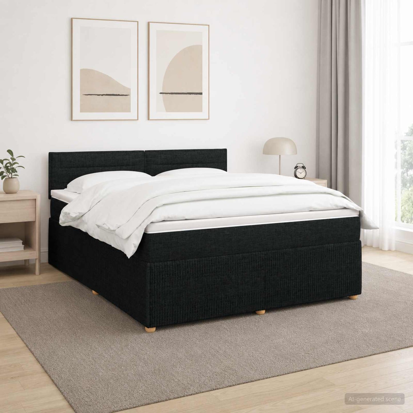 Boxspringbett mit Matratze Schwarz 140 x 190 cm Stoff