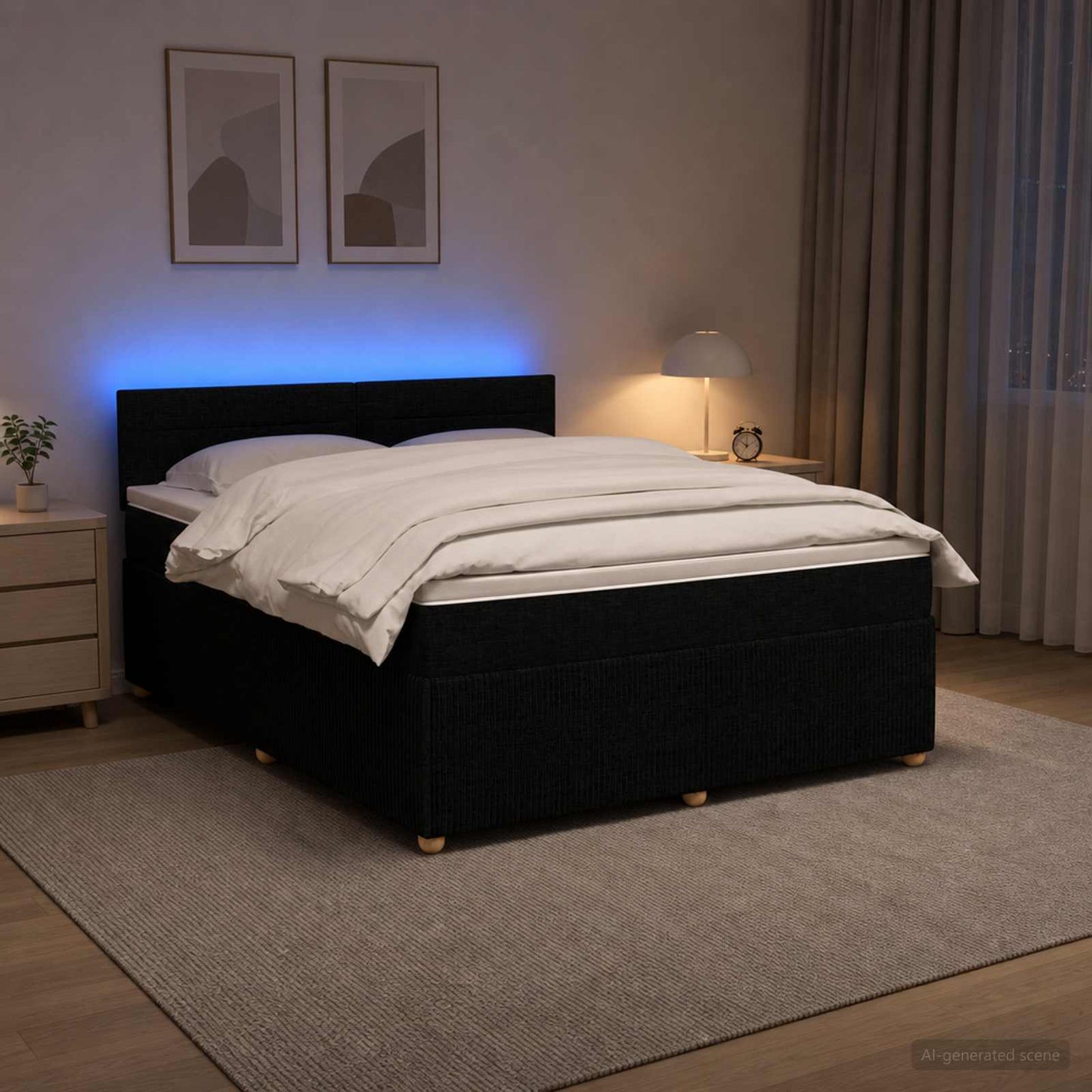 Boxspringbett mit Matratze Schwarz 140 x 190 cm Stoff