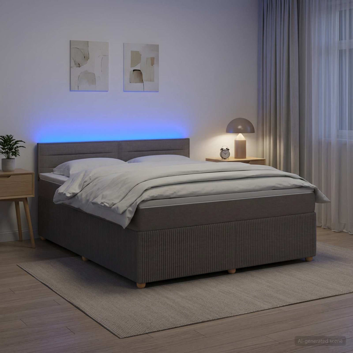 Boxspringbett mit Matratze Taupe 140 x 190 cm Stoff