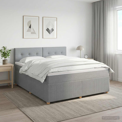 Boxspringbett mit Matratze Hellgrau 160 x 200 cm Stoff