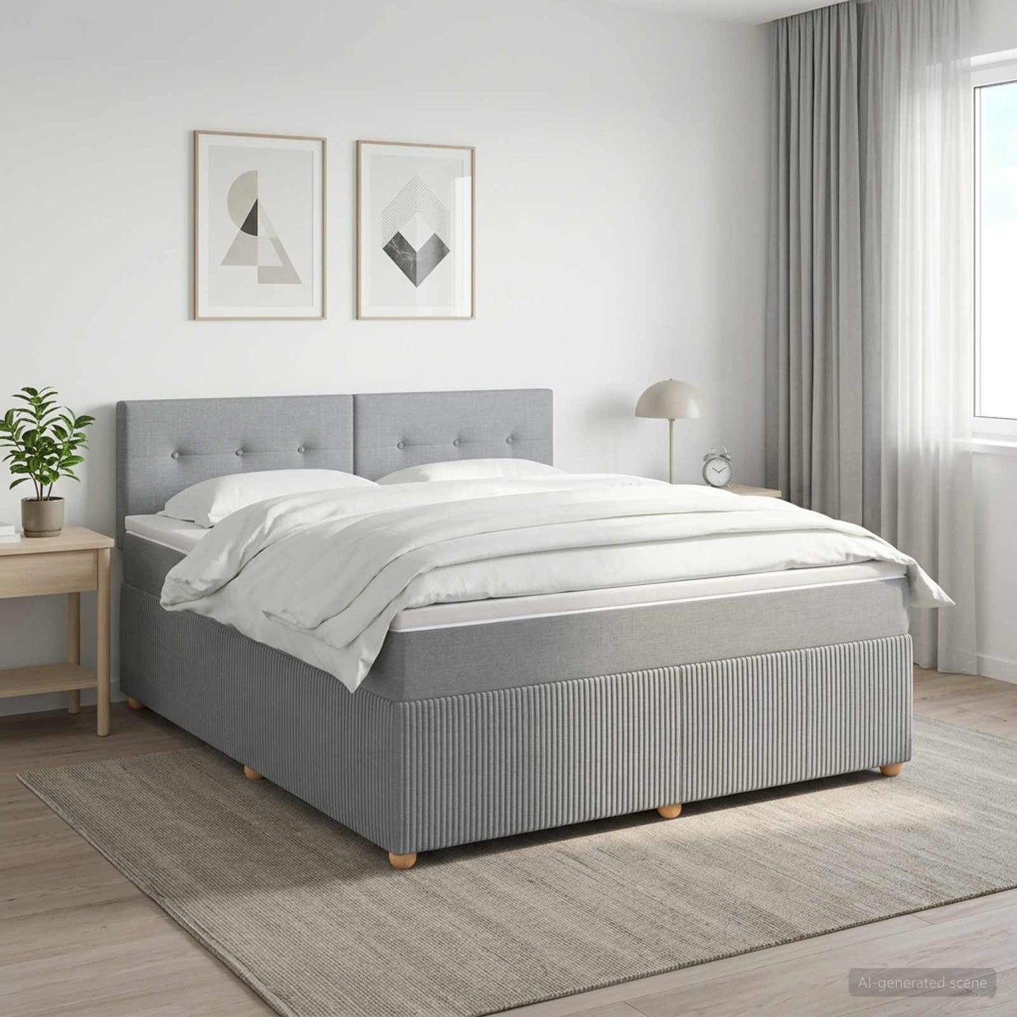 Boxspringbett mit Matratze Hellgrau 140 x 200 cm Stoff