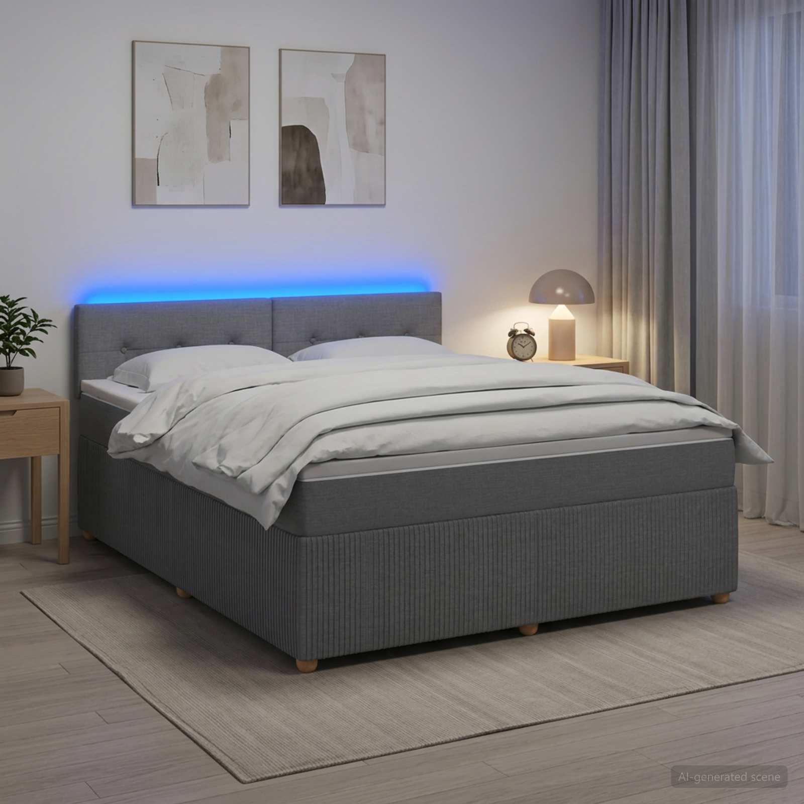 Boxspringbett mit Matratze Hellgrau 180 x 200 cm Stoff