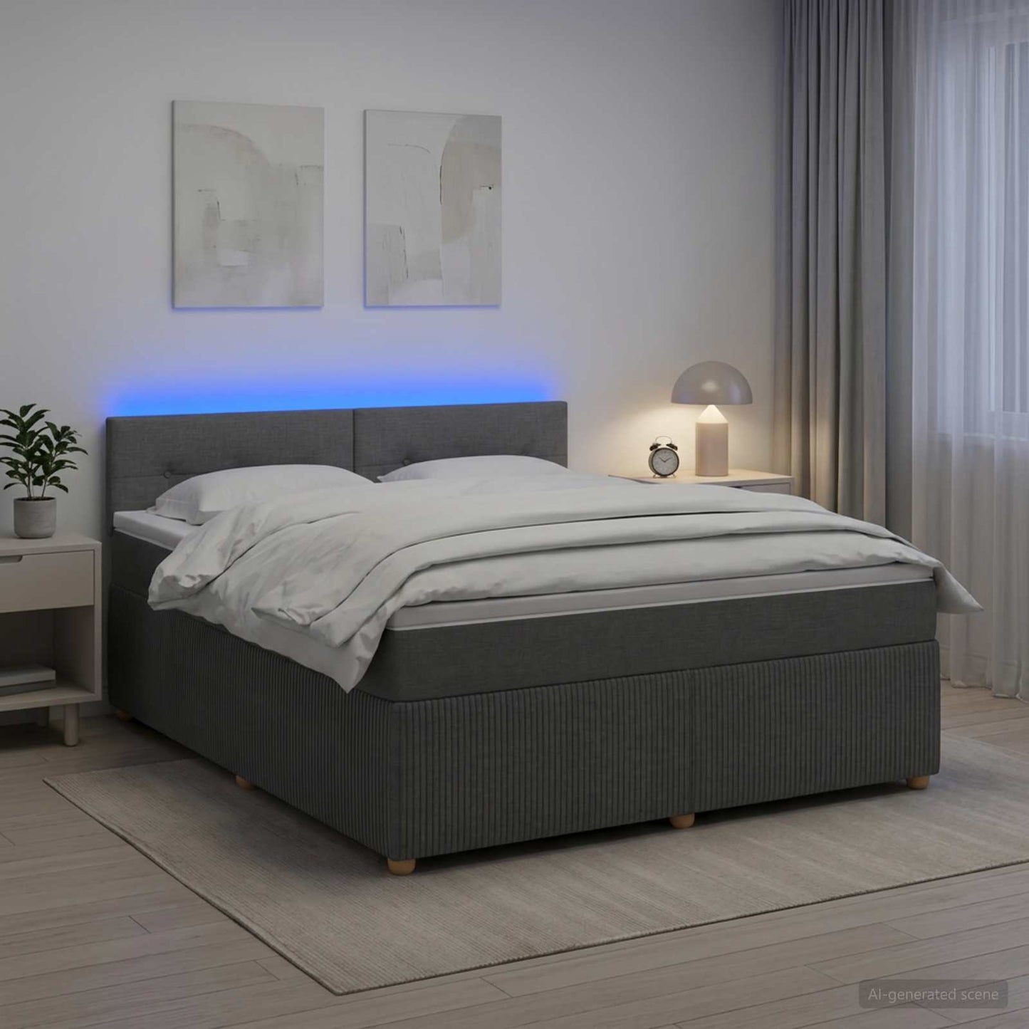 Boxspringbett mit Matratze Dunkelgrau 140 x 190 cm Stoff