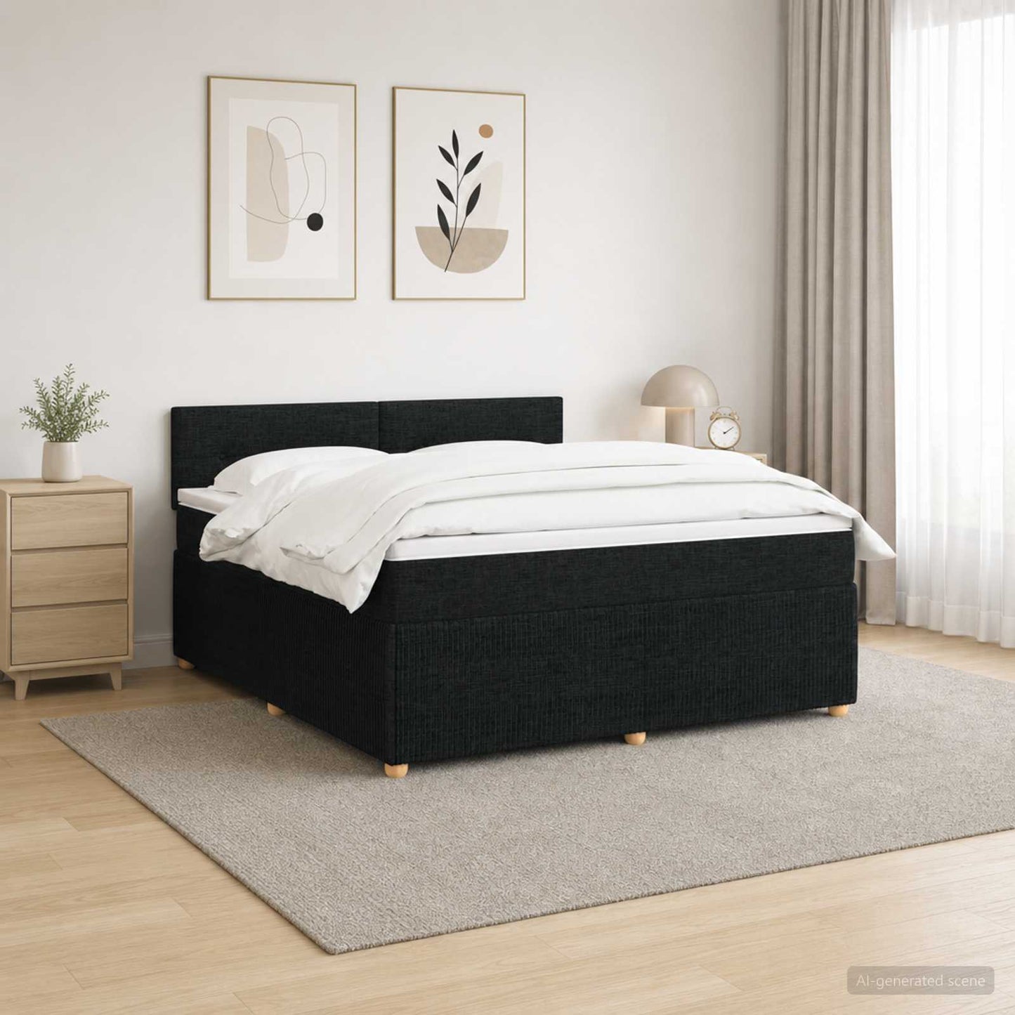 Boxspringbett mit Matratze Schwarz 140 x 190 cm Stoff