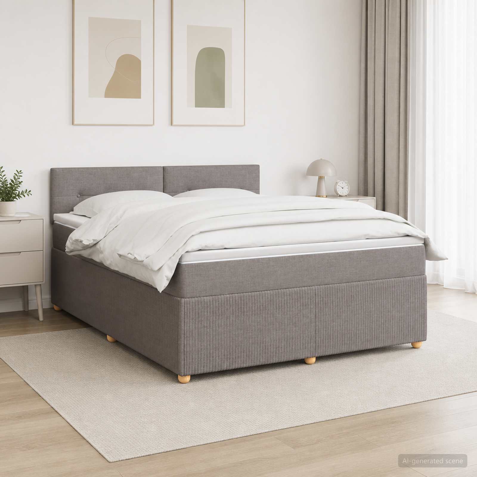 Boxspringbett mit Matratze Taupe 140 x 190 cm Stoff