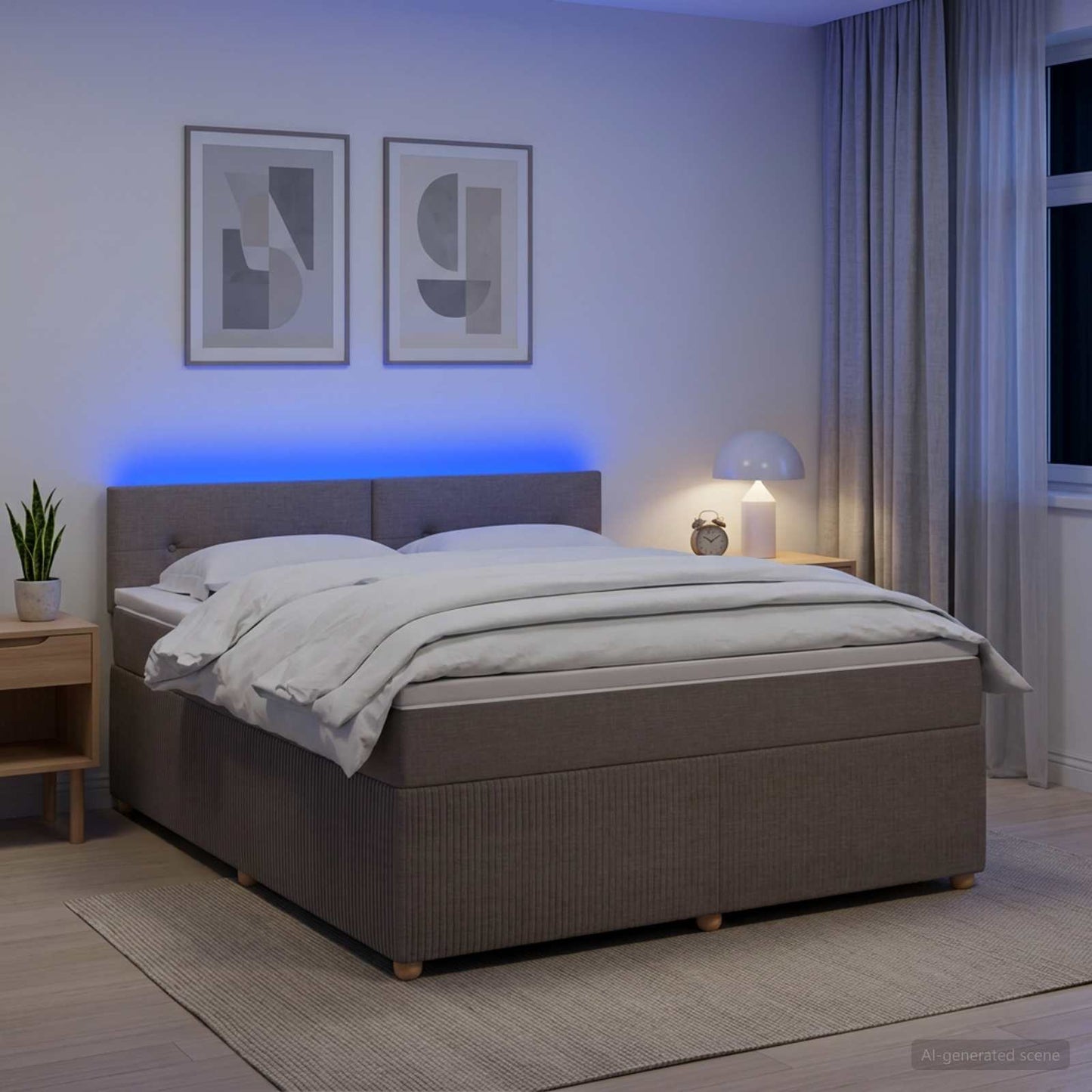 Boxspringbett mit Matratze Taupe 140 x 190 cm Stoff