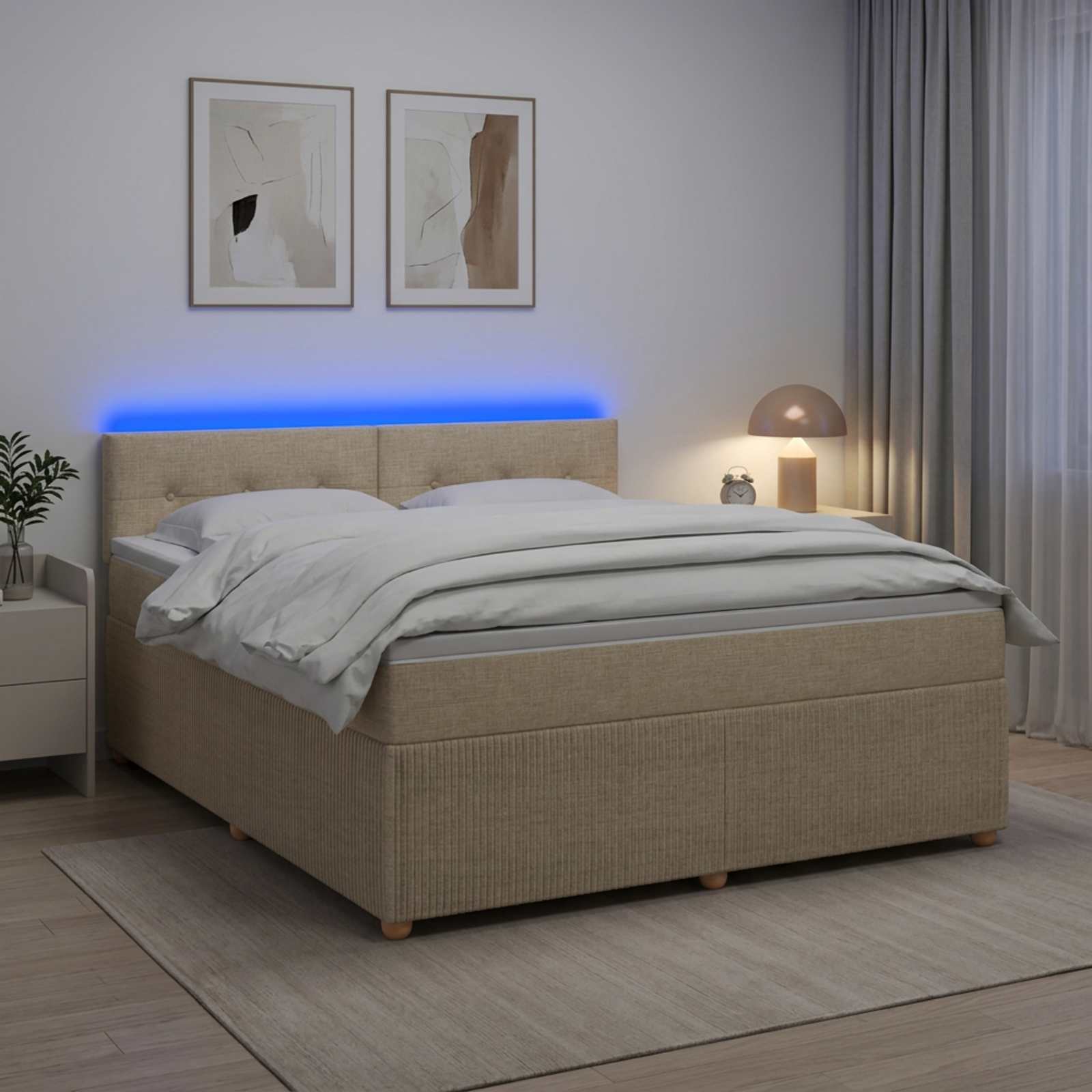Boxspringbett mit Matratze Creme 140 x 200 cm Stoff