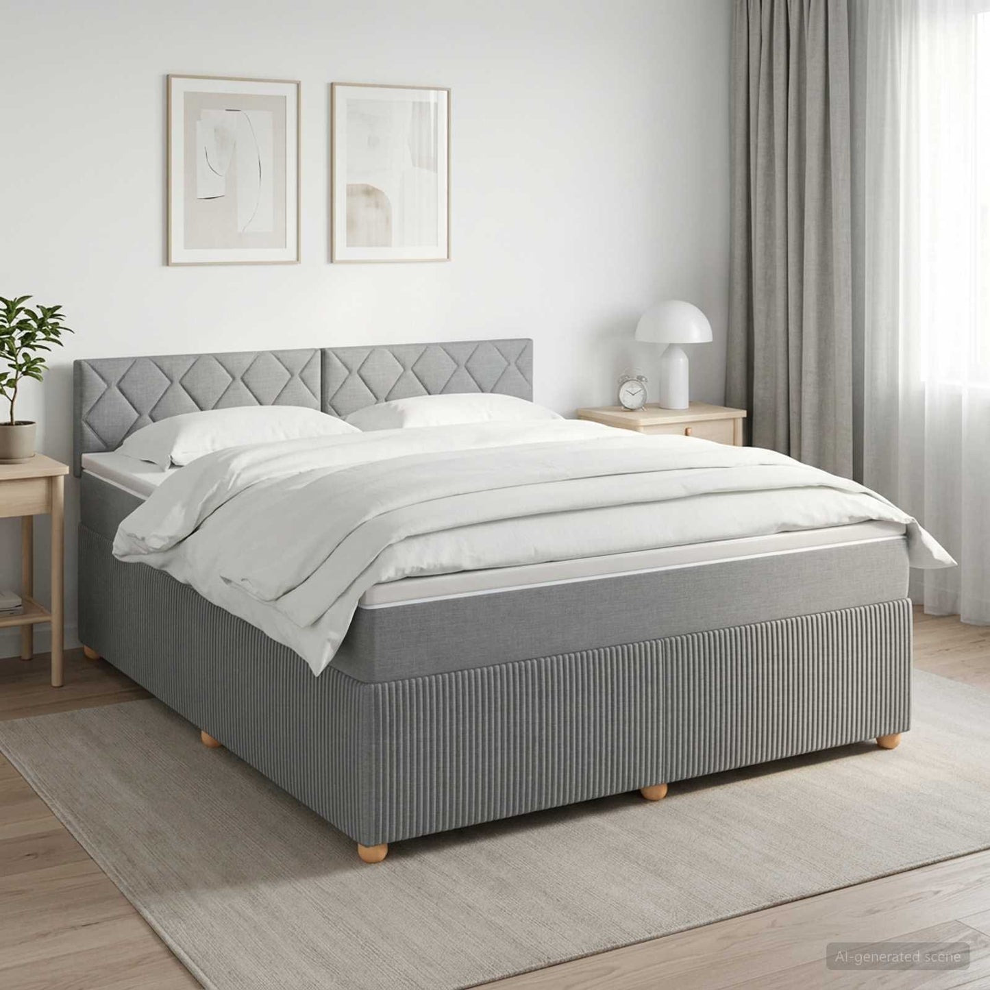 Boxspringbett mit Matratze Hellgrau 140 x 190 cm Stoff