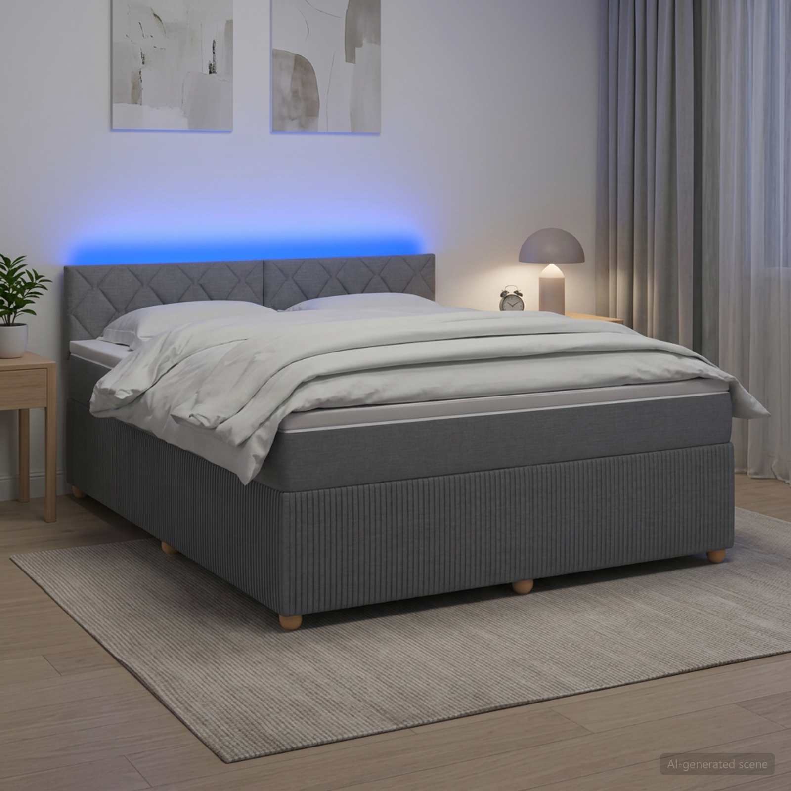 Boxspringbett mit Matratze Hellgrau 140 x 190 cm Stoff