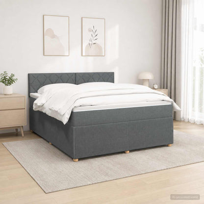 Boxspringbett mit Matratze Dunkelgrau 140 x 200 cm Stoff