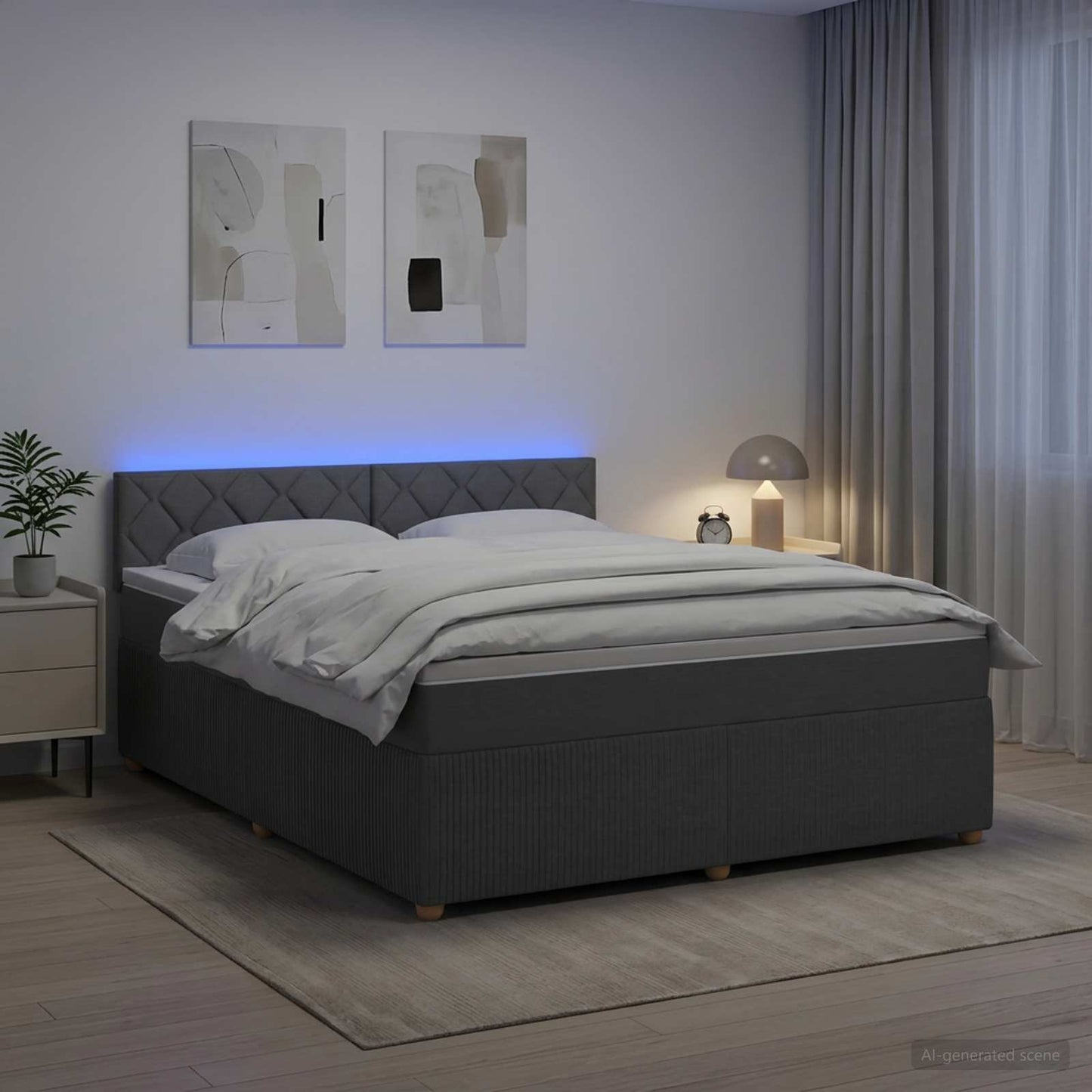 Boxspringbett mit Matratze Dunkelgrau 180 x 200 cm Stoff