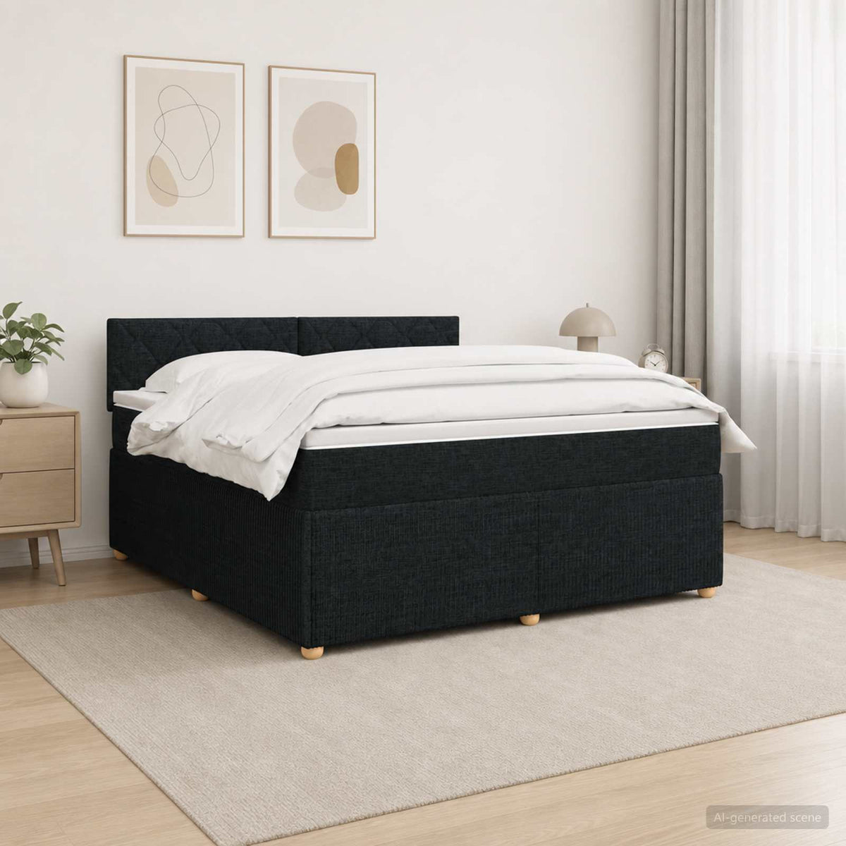 Boxspringbett mit Matratze Schwarz 140 x 190 cm Stoff