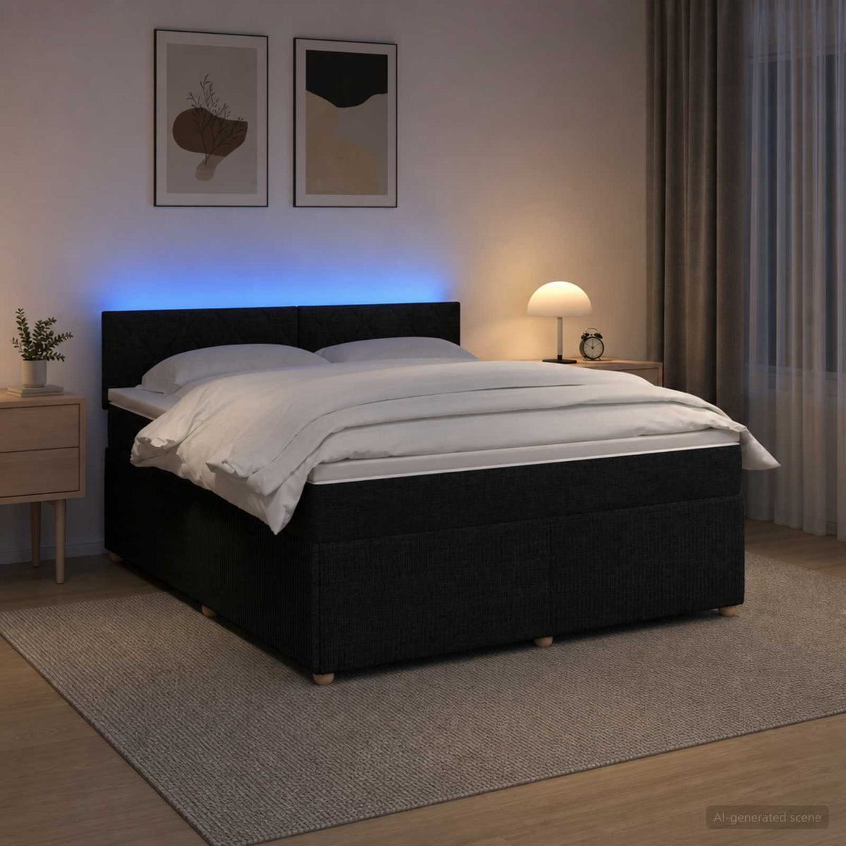 Boxspringbett mit Matratze Schwarz 140 x 190 cm Stoff