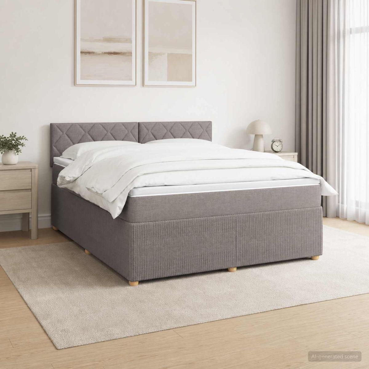 Boxspringbett mit Matratze Taupe 160 x 200 cm Stoff