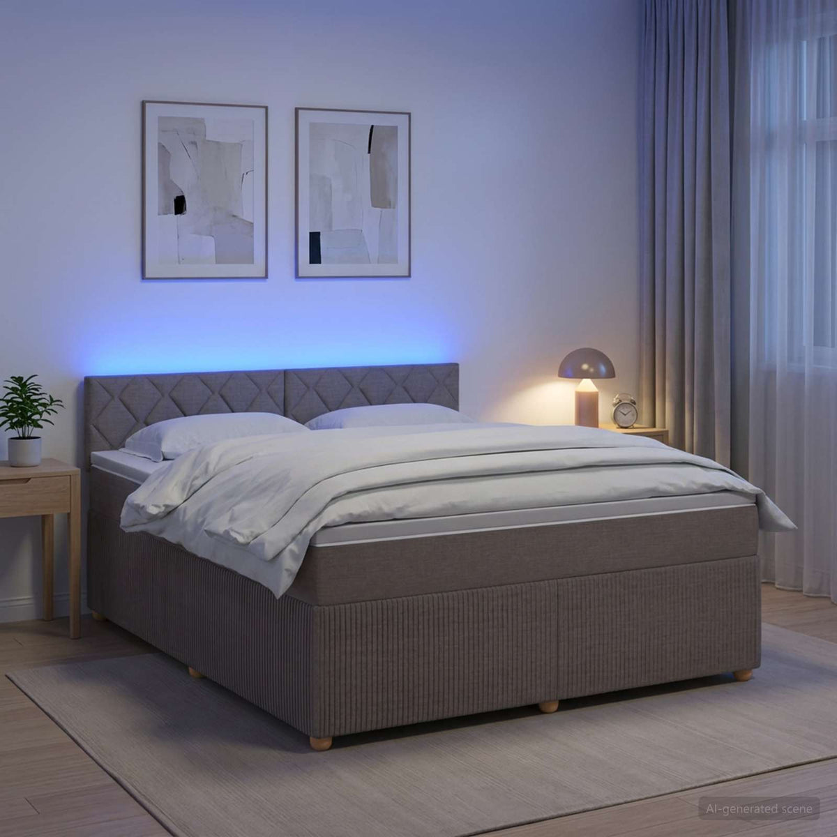 Boxspringbett mit Matratze Taupe 160 x 200 cm Stoff