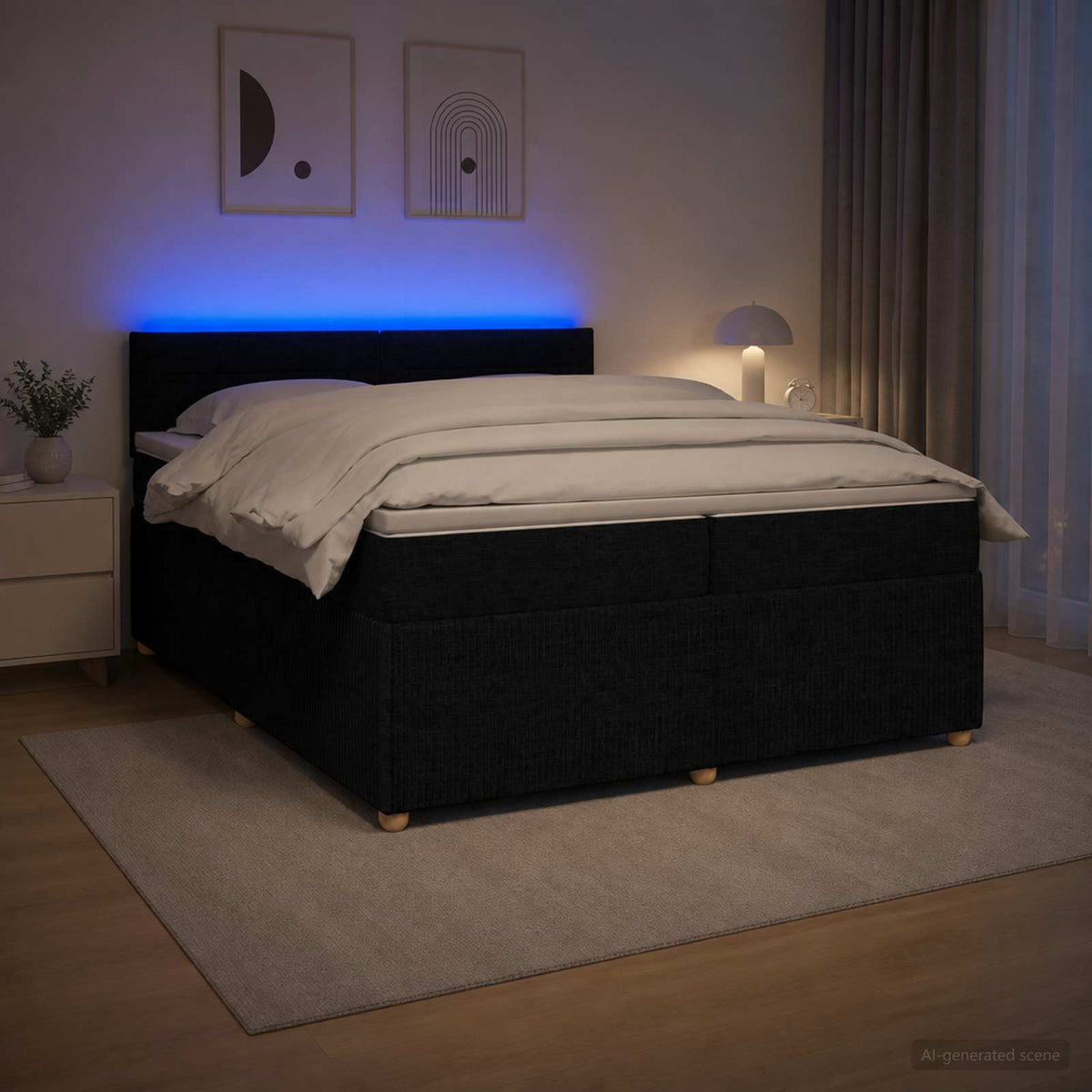 Boxspringbett mit Matratze Schwarz 200 x 200 cm Stoff