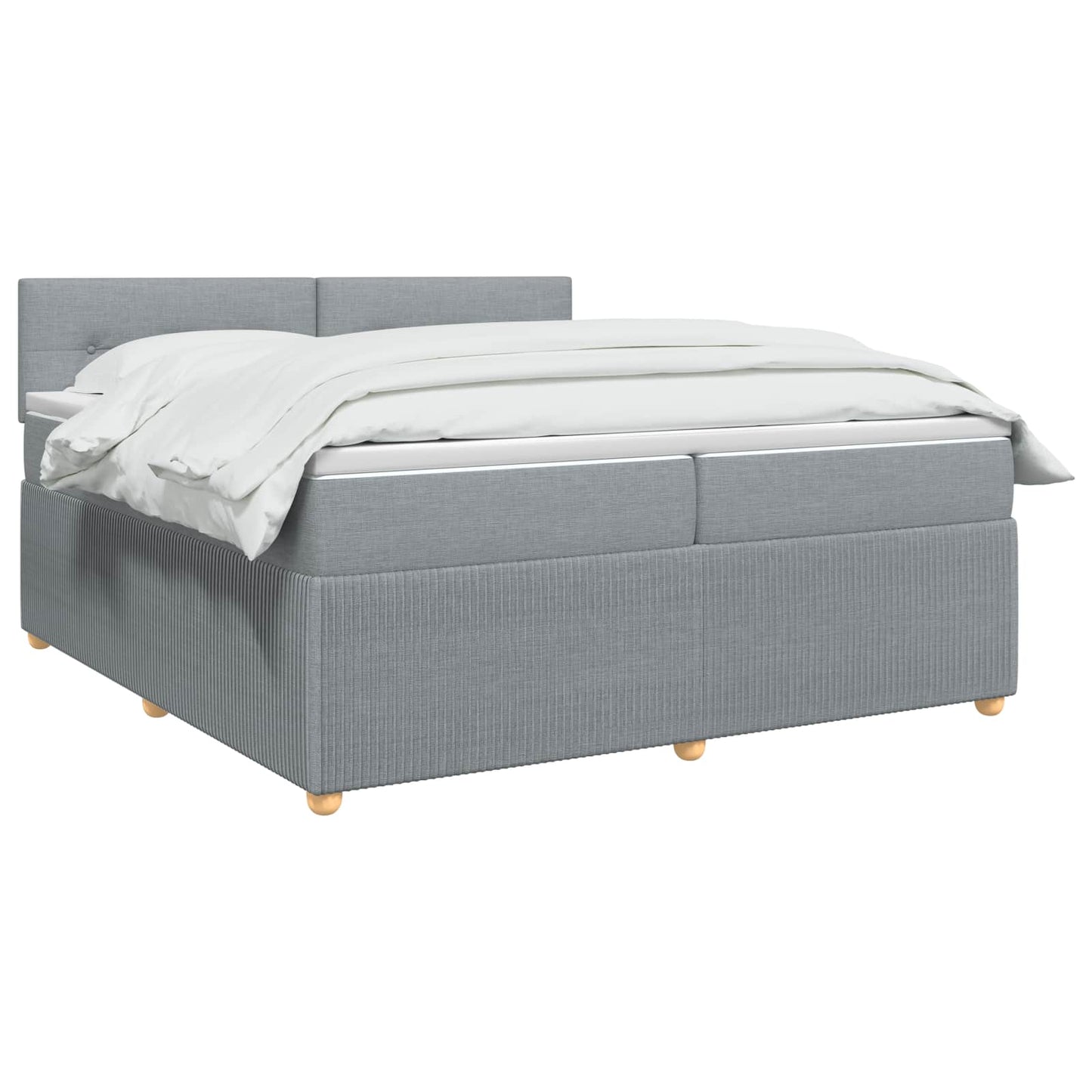Boxspringbett mit Matratze Hellgrau 200 x 200 cm Stoff