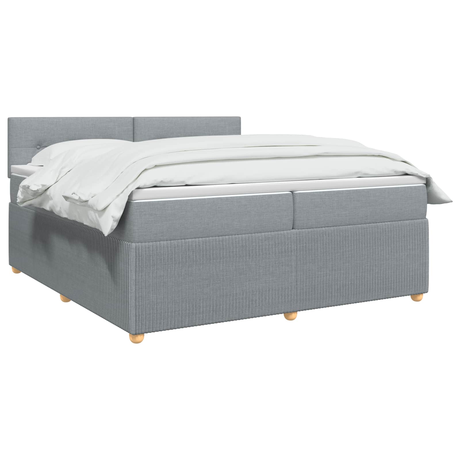 Boxspringbett mit Matratze Hellgrau 200 x 200 cm Stoff