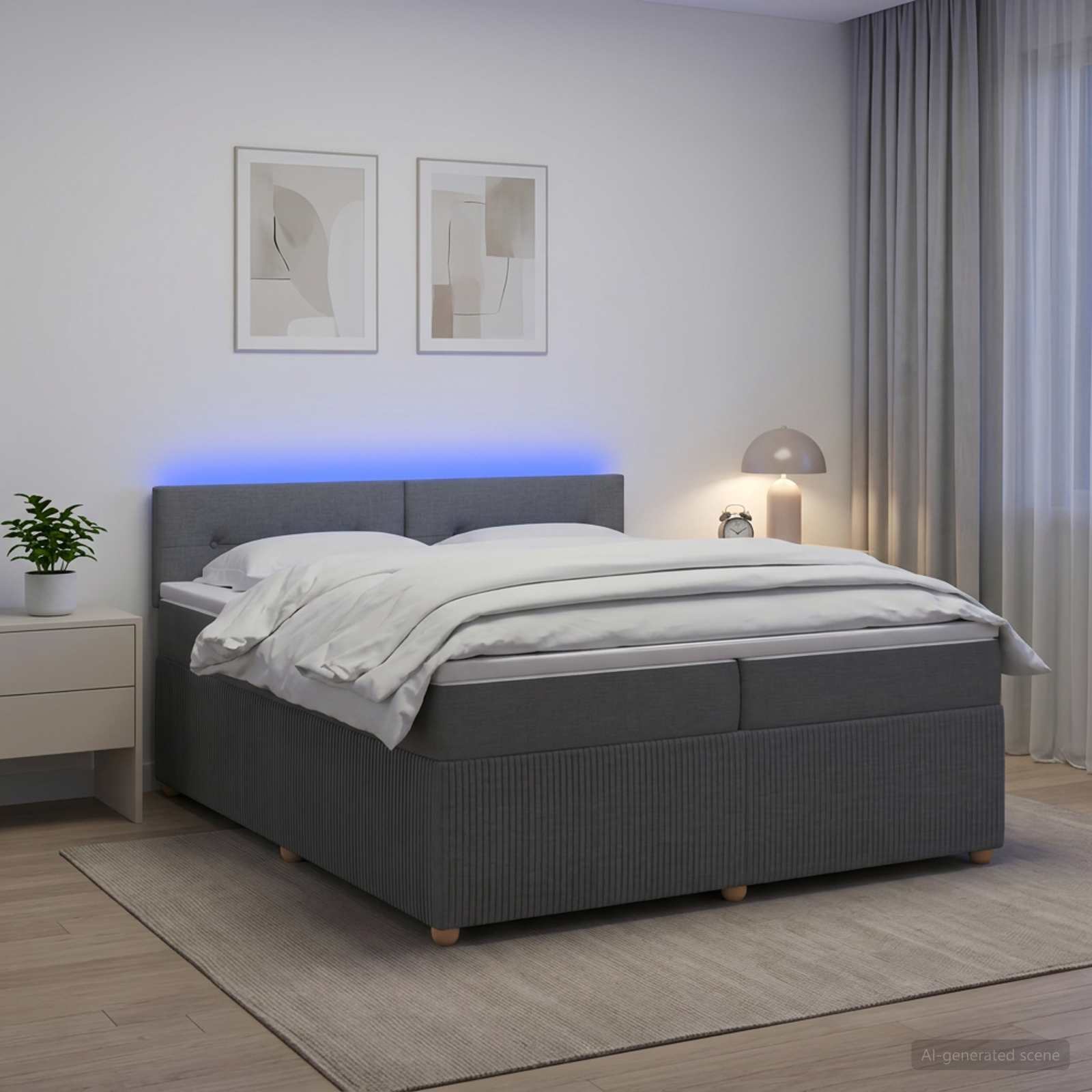 Boxspringbett mit Matratze Dunkelgrau 200 x 200 cm Stoff