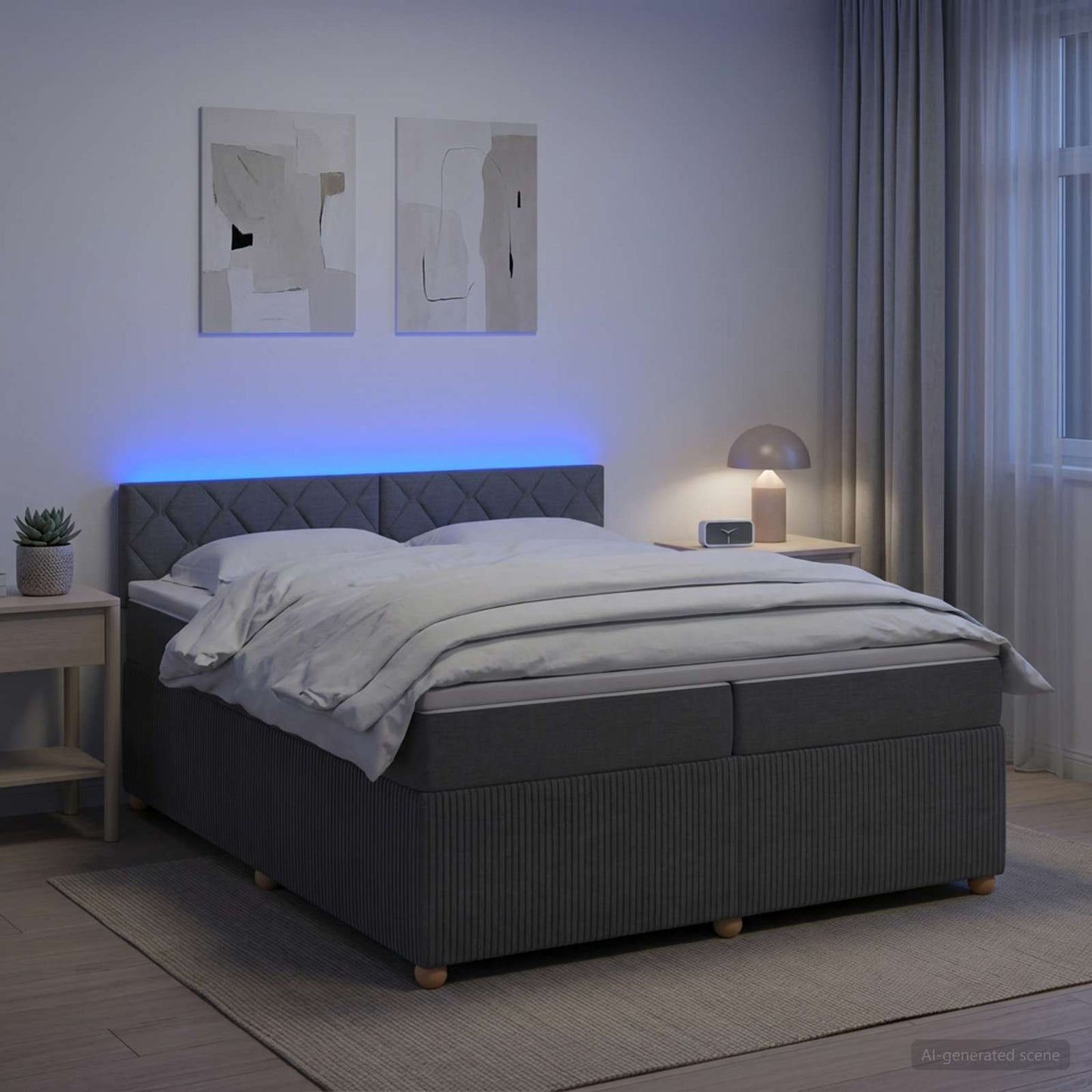 Boxspringbett mit Matratze Dunkelgrau 200 x 200 cm Stoff