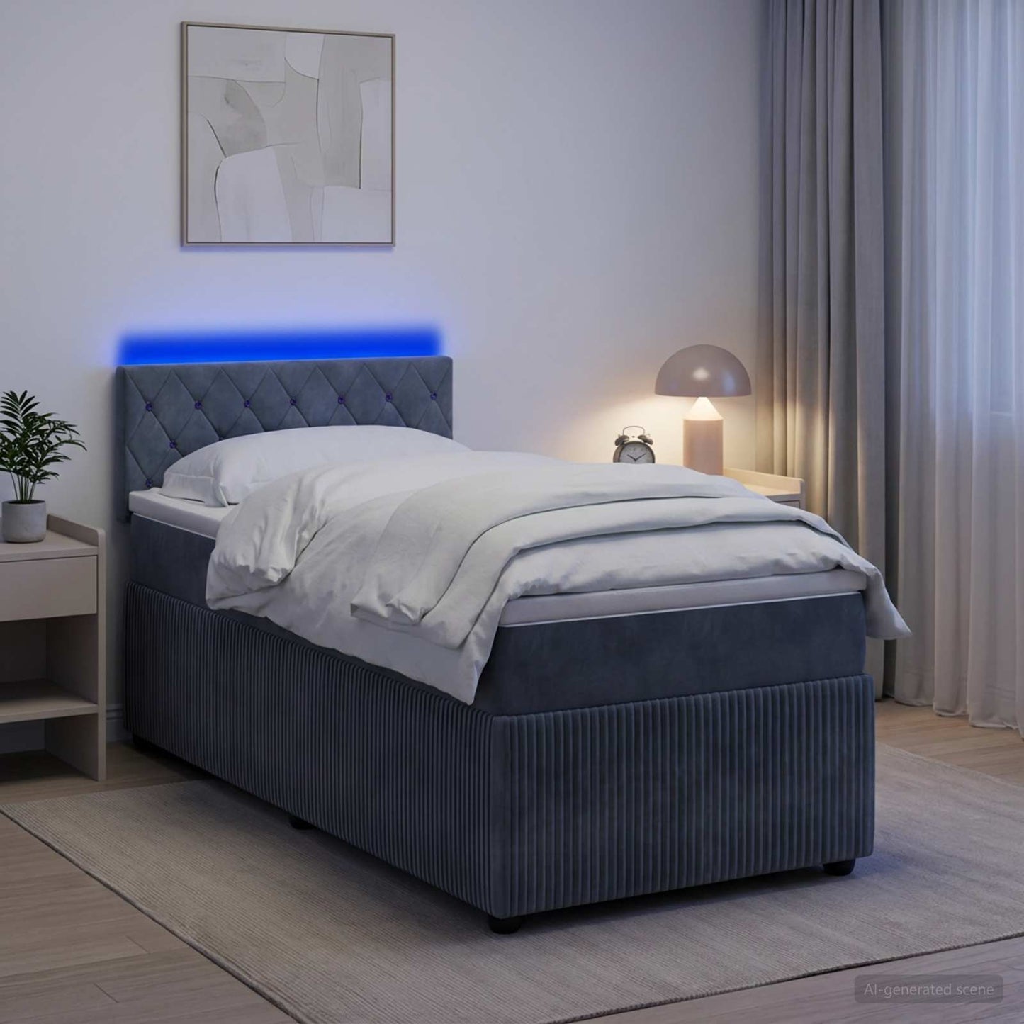 Boxspringbett mit Matratze Dunkelgrau 90 x 190 cm Samt