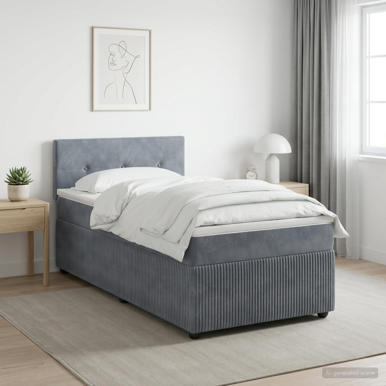 Boxspringbett mit Matratze Dunkelgrau 90 x 190 cm Samt