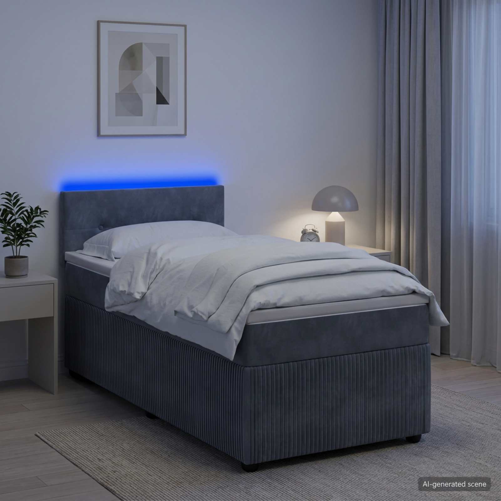 Boxspringbett mit Matratze Dunkelgrau 90 x 190 cm Samt
