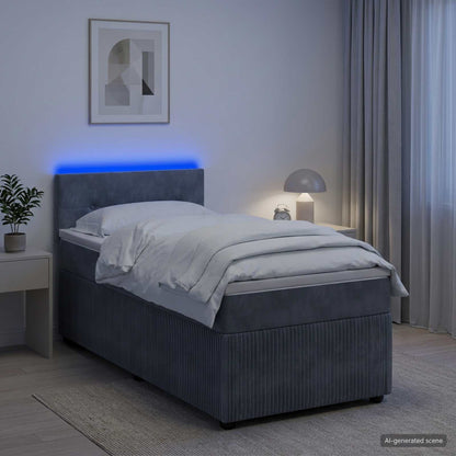 Boxspringbett mit Matratze Dunkelgrau 100 x 200 cm Samt